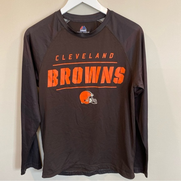 Cleveland Browns Majestic Cool Base Long Sleeve Top Mens Small Brown - Picture 1 of 5